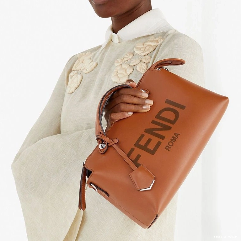 Affordable HOT Leather Boston Fendi Medium Bag Logo Calf In The Brown Way By ROMA 0708